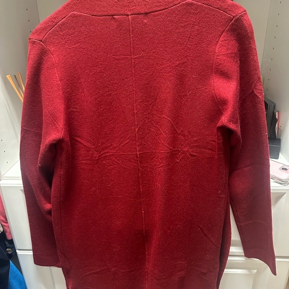 Merokeety Elegant Wine Color Open Front Coat - Picture 4 of 5